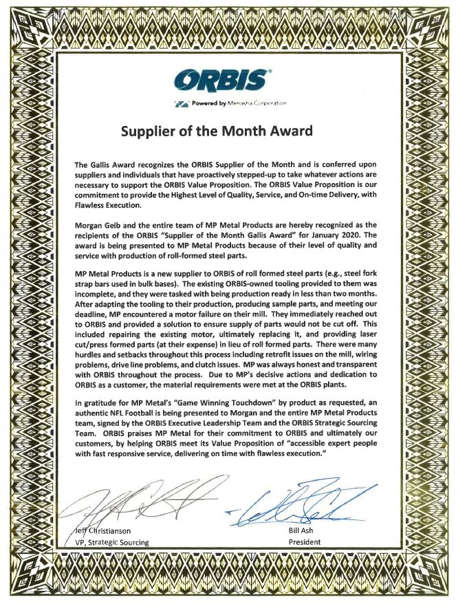 Supplier of the Month Gallis Award